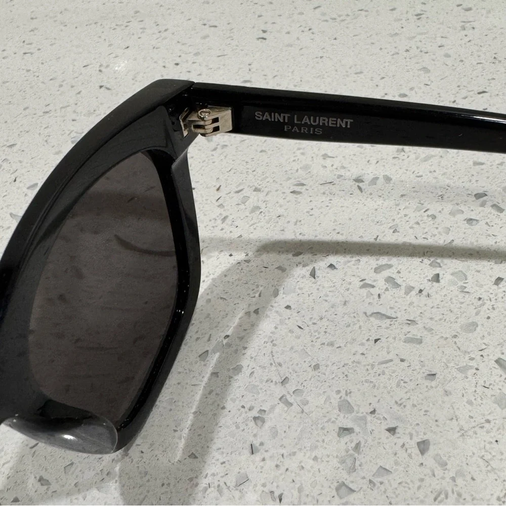 Saint Laurent YSL Black/ Gold SL M24/K Monogram 55MM Rectangular Sunglasses